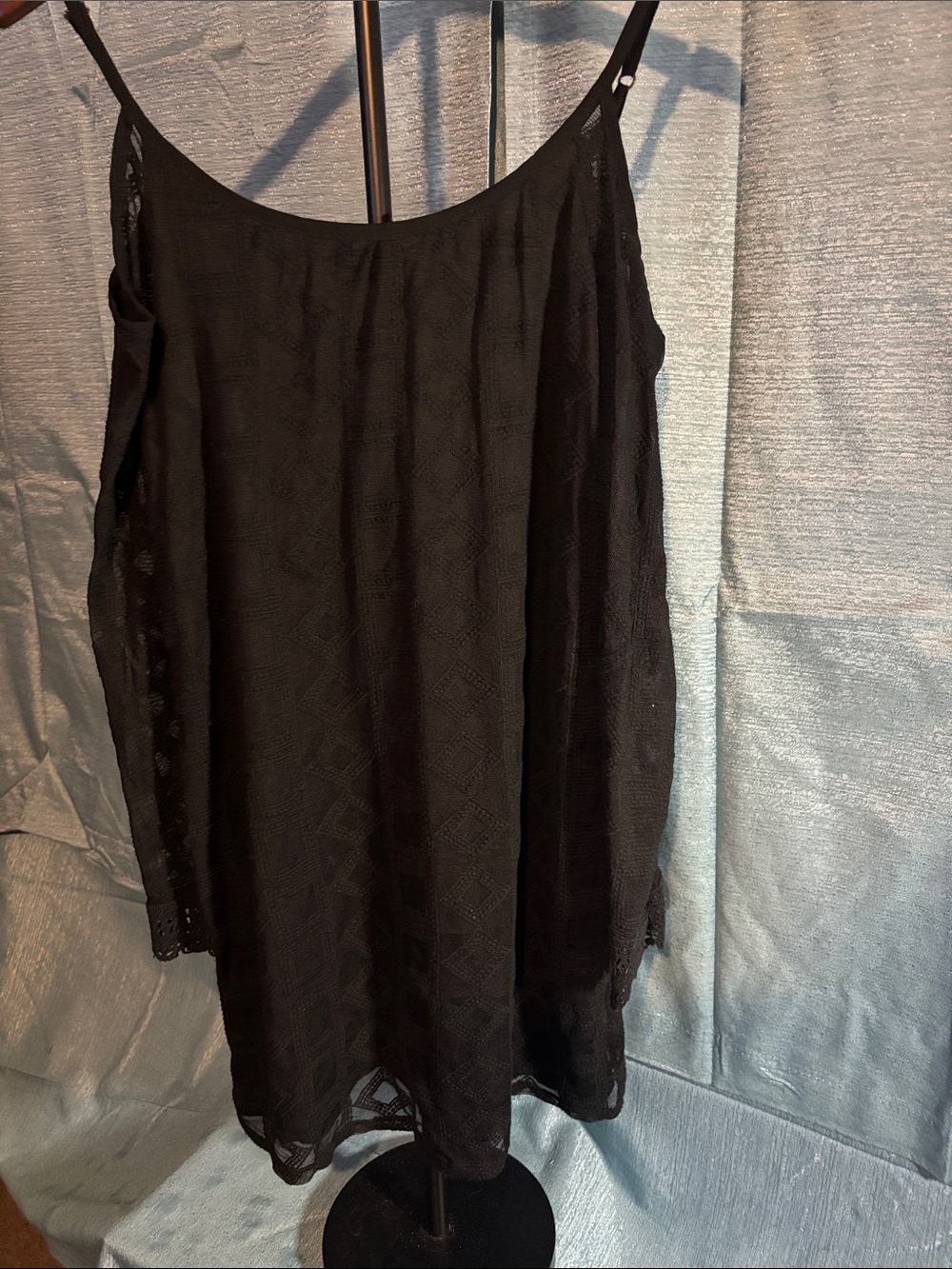 Xhilaration Black Slip Top with Tag Detail